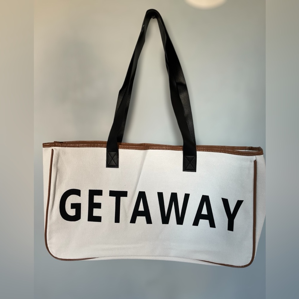 Getaway White Cotton Canvas Bag 19x12x5 inch